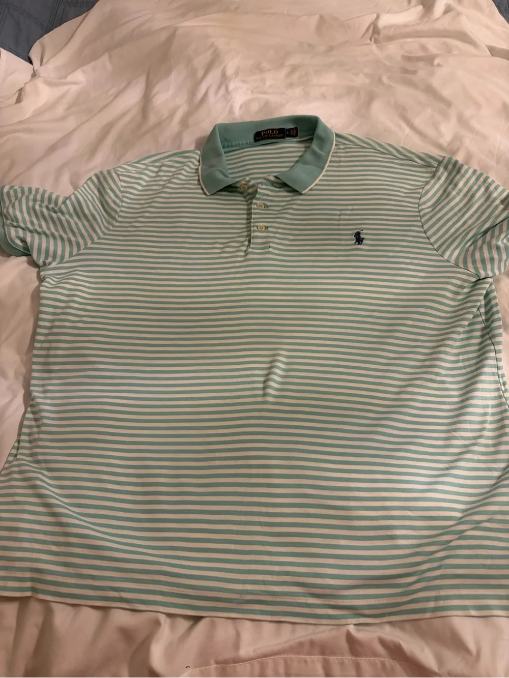 Polo‎ by Ralph Lauren Mint and White Striped Polo Shirt